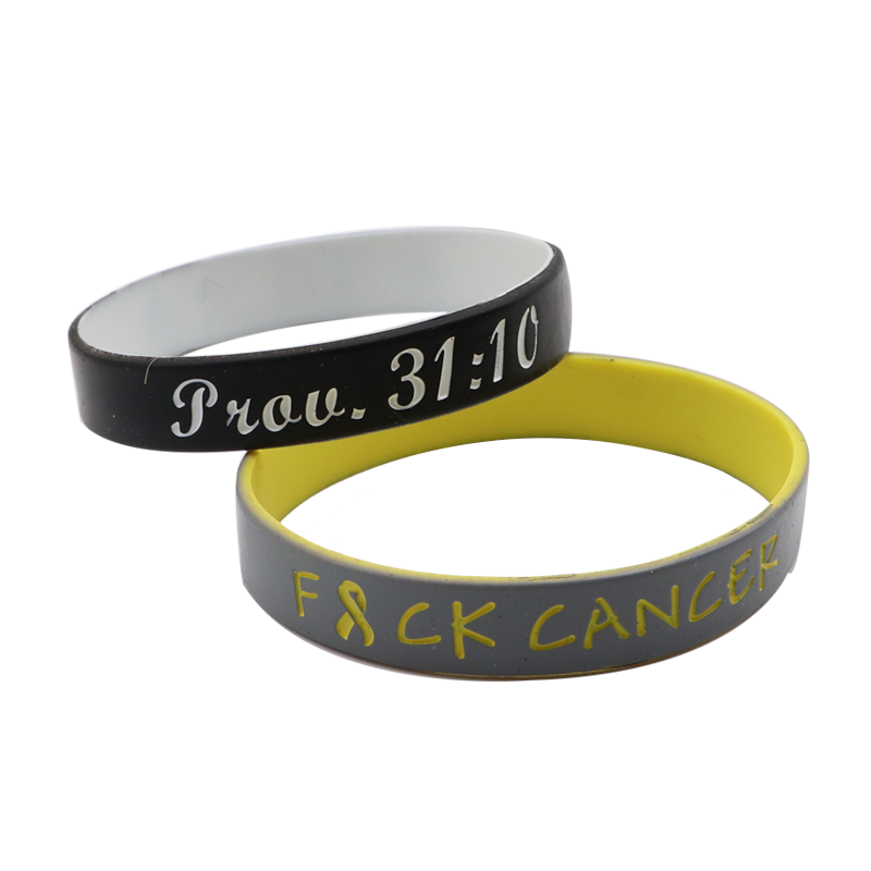Color Coated Silicone Wristbands, 2 layers painted silicone wrsitbands