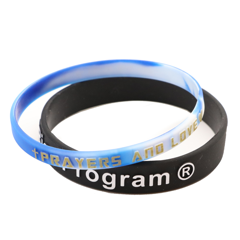 skyee embossed print silicone wristband bracelet with custom design