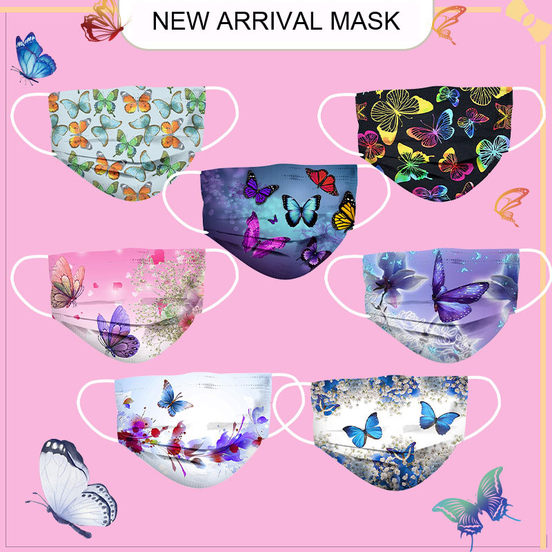 Disposable 3ply thickened children adults face mask with butterfly pattern